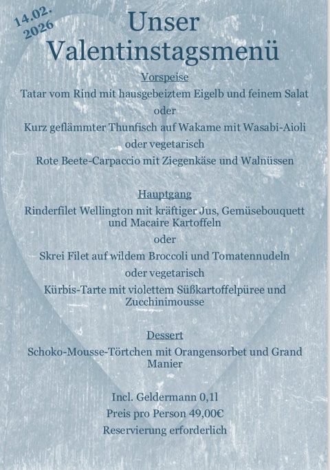 Valentinstag Menü